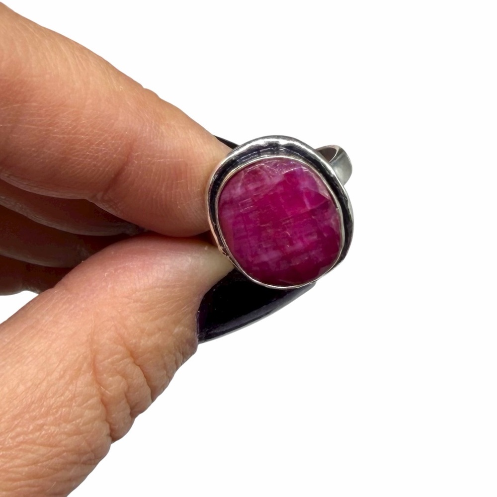 Ruby Ring 925 Sterling Silver Overlay Size 6 - image 4